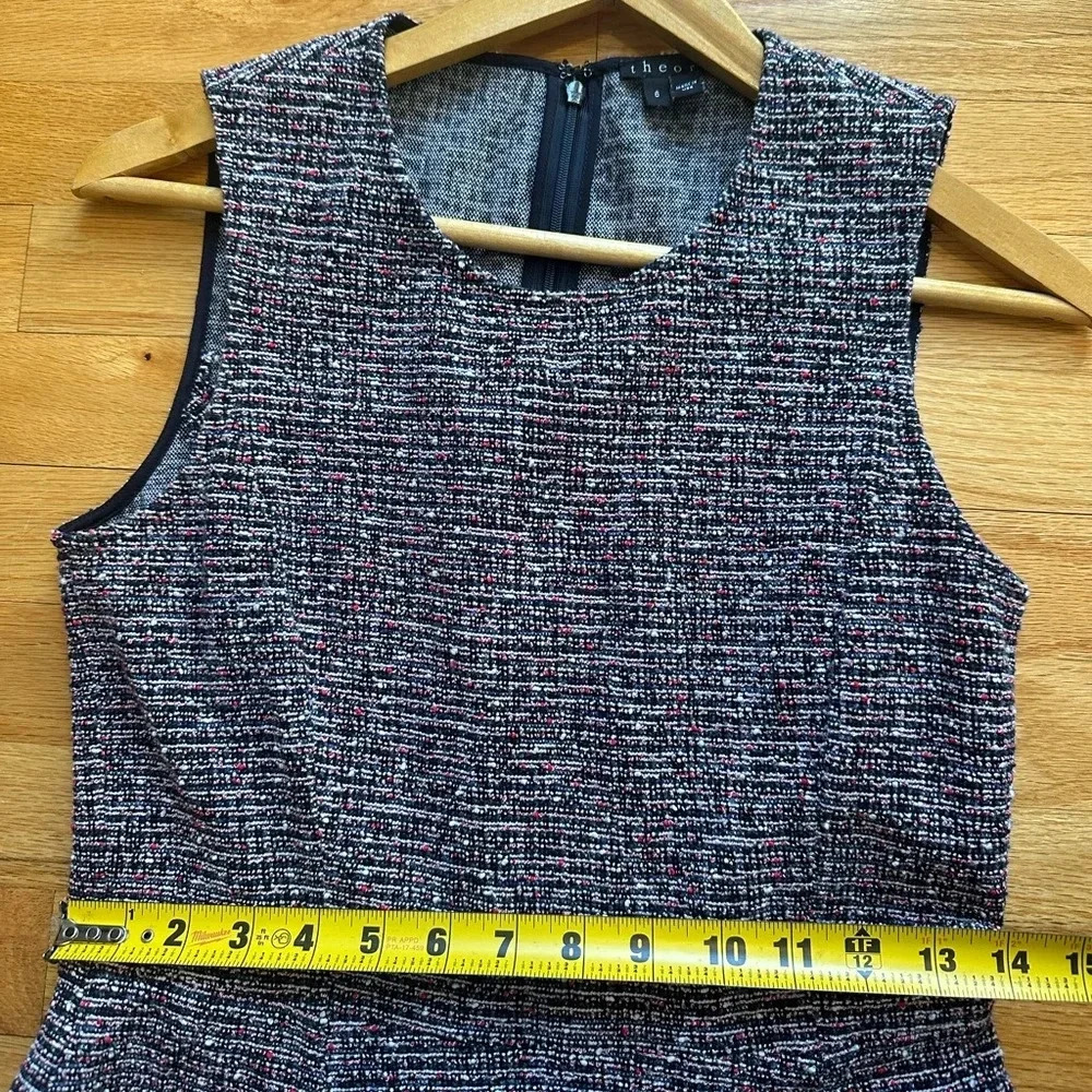Theory Navy & Red Fit & Flare Sleeveless Tweed Dress - Picture 9 of 12